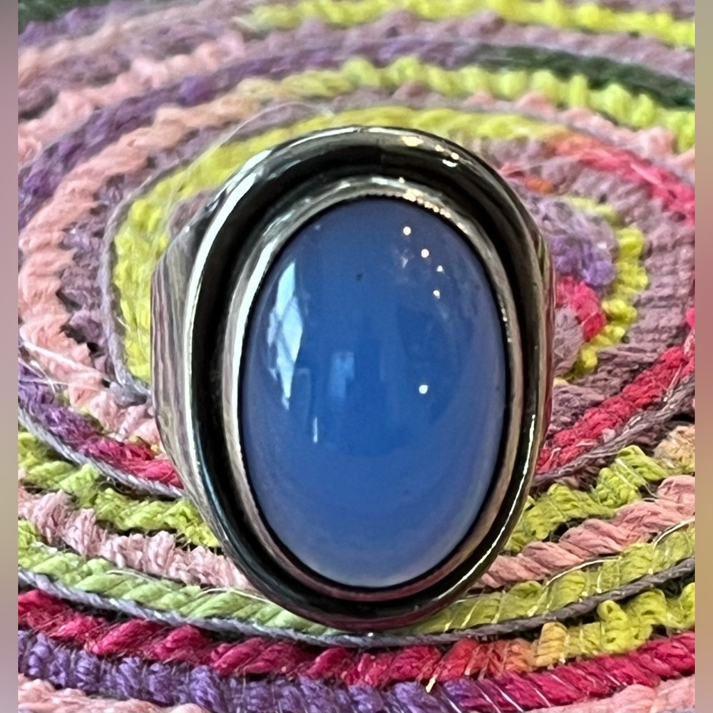 Vintage .925 Sterling Silver Ring With Blue Stone Size 7 - 7.25 Beautiful - Picture 3 of 4